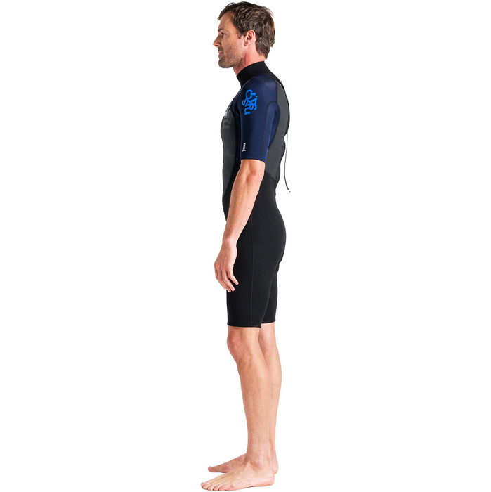 2024 C-Skins Mens Element 2 3/2mm Back Zip Shorty Wetsuit C-EL32SHM - Black / Slate / Cyan